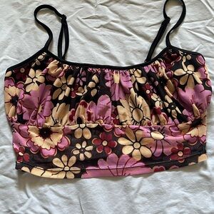 SHEIN Floral Camisole - Black, Pink, and Cream